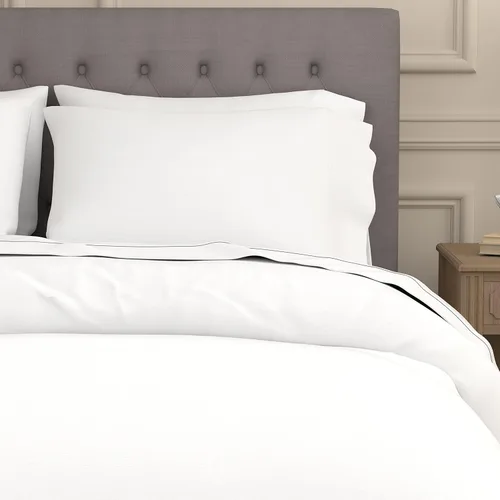 Vista 4 de Sealy Clean Comfort - Juego de sábanas de mezcla de algodón de 300 hilos con bandas de anclaje de ajuste seguro, tamaño individual, color blanco
