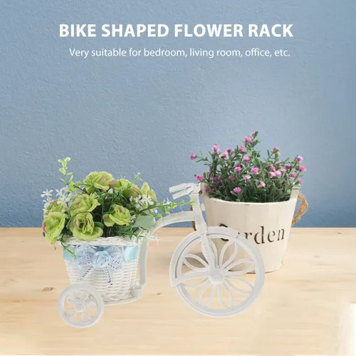 Vista 4 de STOBOK Soporte para plantas de bicicleta, soporte de flores artificiales en forma de bicicleta para escritorio, hogar, oficina, decoración, estante