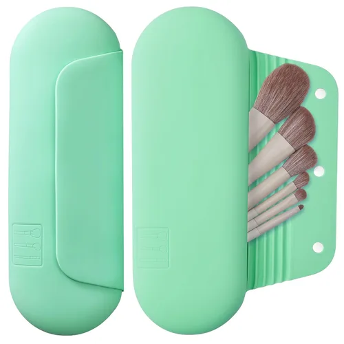 Vista 38 de AGIKET Soporte de silicona para brochas de maquillaje, bolsa de cosméticos de viaje: soporte suave y portátil para brochas cosméticas faciales