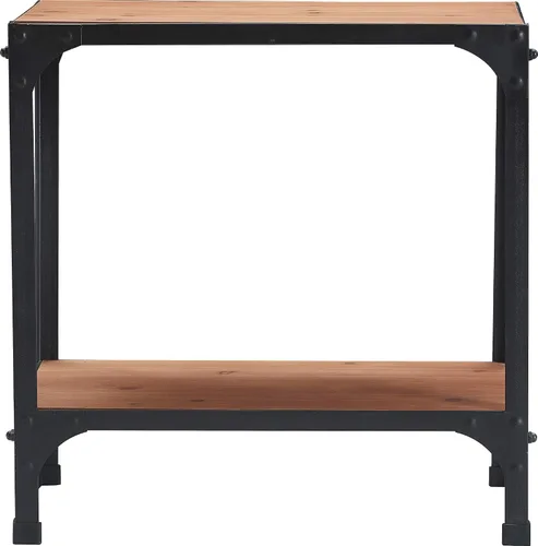 Vista 7 de Serta Overland - Mesa auxiliar de 2 niveles, muebles decorativos de madera rústica y metal negro, marco estrecho rectangular, fácil montaje