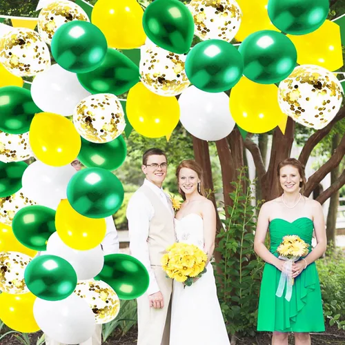 Vista 2 de Decoraciones de fiesta de graduación verde y amarillo 2026/decoraciones de graduación verde amarillo clase de 2026/globos verdes amarillos/ globo