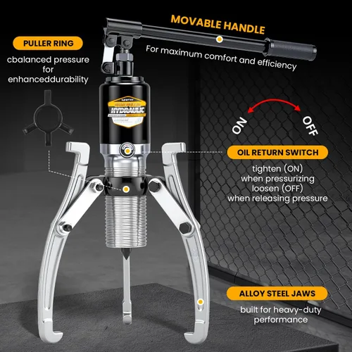 Vista 2 de NEWTRY - Kit de extractor de engranajes hidráulicos de 20 toneladas con rodamiento de rueda y separador