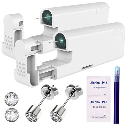 Vista 12 de KAIQIKAIXI 18 piezas, kit de perforación de oreja, pistola de clavos para oreja automática e indolora, desechable, aséptica, casera, portátil, grupo