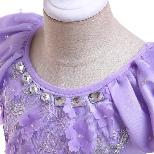 Vista 4 de FMYFWY Vestido de princesa Sofía para niñas, disfraz de carnaval, Halloween, Navidad, fiesta de cumpleaños, vestido de baile (accesorios)