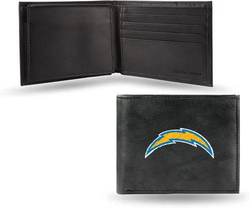 Vista 10 de Rico Industries Billetera de cuero bordada para hombre de la NFL Negro