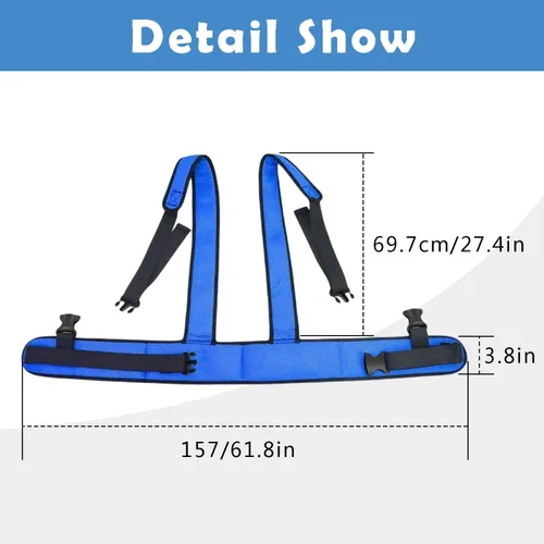 Vista 2 de Cinturón de seguridad para silla de ruedas con correa ajustable para el hombro, cinturón de sujeción médica, restricciones de cama para silla