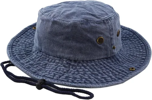 Vista 14 de The Hat Depot - Sombrero de safari, de algodón lavado a la piedra, de ala ancha, plegable, doble cara y sombrero de pesca