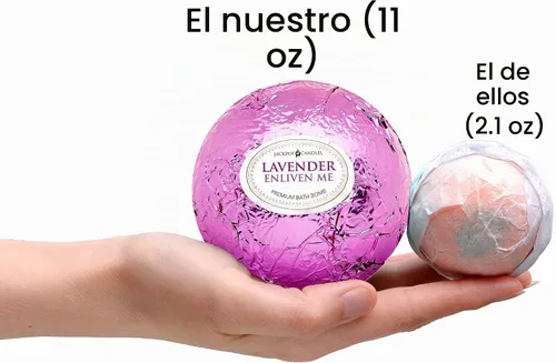 Vista 7 de Ocean Breeze - Juego de 2 bombas de baño de lavanda con anillo tamaño 6 en el interior, cada una fabricada en Estados Unidos
