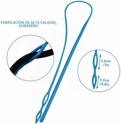 Vista 4 de yuntop 1 herramienta de enhebrador de cordón de plástico flexible de 23 Azul