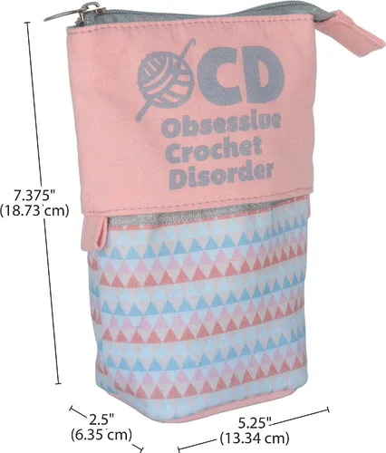 Vista 3 de Boye 42-40165 ''OCD'' Bolsa de almacenamiento de tela de ganchillo con cremallera, 5.75 x 7 pulgadas, multicolor