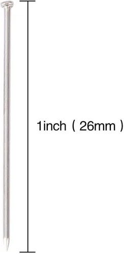 Vista 2 de 3500 alfileres de cabeza de acero inoxidable de satén fino para hacer joyas, costura y manualidades, niquelados, 1.024 in
