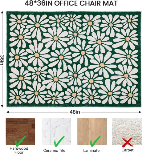 Vista 3 de SHIYUE Office Chair Mat for Hardwood/Tile Floor Carpet, 36"x48" Computer Desk for Rolling Chairs Protector Gaming Non Slip Under TPR Backing Dark