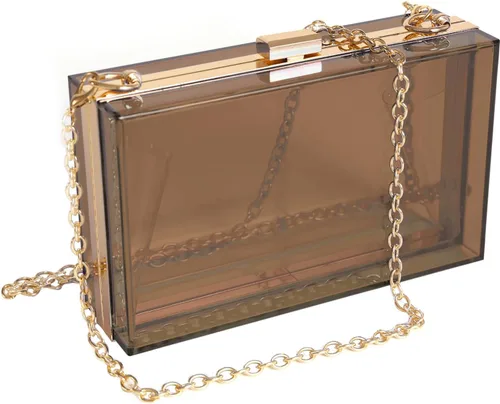 Vista 20 de WJCD - Bolso de mano de acrílico transparente para mujer, bolso de hombro con correa de cadena de dorada desmontable Premium Acrylic, Stadium