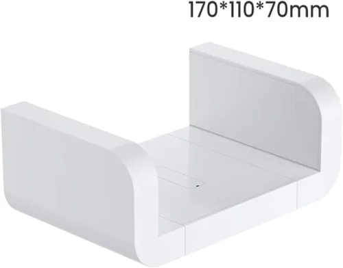 Vista 5 de Estante flotante blanco para decoración de pared, estante colgante adhesivo sin perforaciones para baño, cocina, oficina, sala de estar
