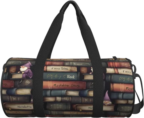 Vista 7 de Large Duffle Bag for Travel - Retro Books 1 Print Gym Bag for Women Men, Travel Foldable Bags for Women Men with Zippered Multiple Pockets