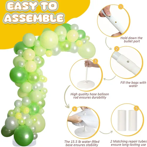 Vista 4 de OurWarm Soporte de arco de globos de 7.5 pies y 6 pies, kit de arco de globos con forma de flexión libre, soporte de globo de medio arco con base