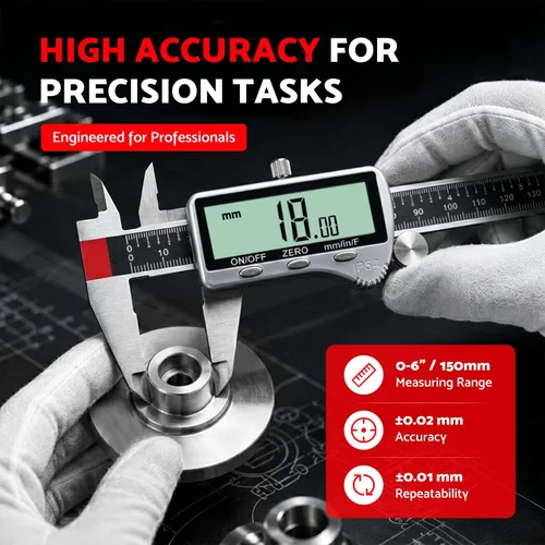 Vista 3 de S&F STEAD & FAST Herramienta de medición de calibrador digital de 6 pulgadas con pantalla LCD extragrande, pinza micrómetro de acero inoxidable