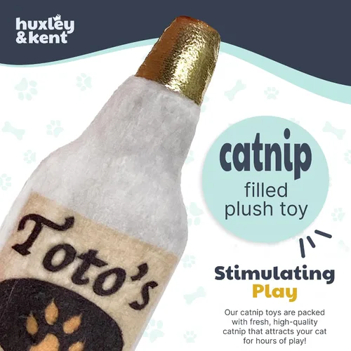Vista 7 de Huxley & Kent Juguete de peluche para gatos, Toto's Pawdka, relleno de hierba gatera fuerte, juguete interactivo de felpa para gatitos y gatos