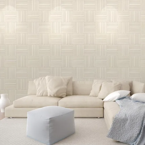 Vista 2 de Paneles de pared 3D de terciopelo para decoración de pared interior despegar y pegar, paneles de pared 3D con textura geométrica insonorizada