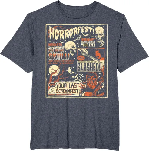 Vista 57 de Vintage Horrorfest Movie Poster Terror Old Time Halloween Camiseta S Negro