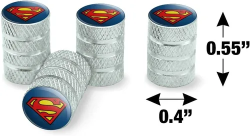 Vista 6 de Tapones de válvula de borde de neumático de aluminio con logotipo clásico del escudo de Superman