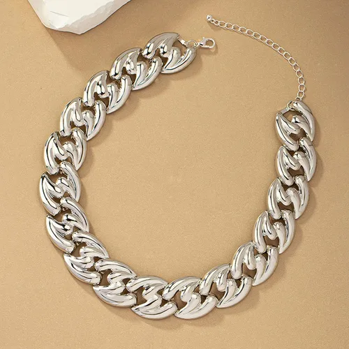 Vista 21 de Collar grueso de oro para mujer, gargantilla de oro, collar grueso de hip pop, collar de oro, joyería apilable, collar de barra en T, trajes