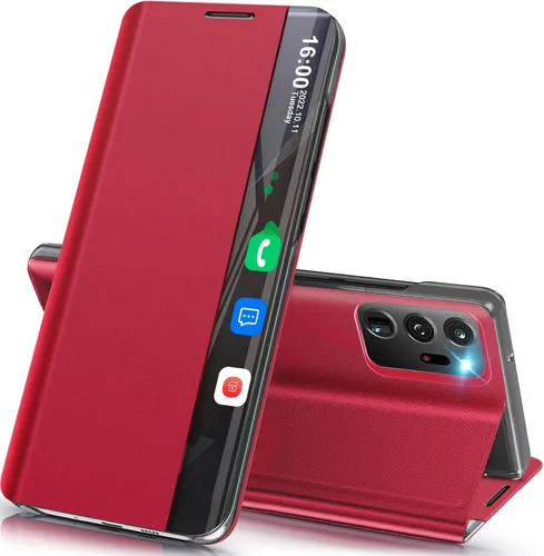 Vista 69 de Funda de teléfono para Samsung Galaxy A16 5G, Clear View Window Funda delgada de lujo para teléfono Galaxy A16 con soporte, funda protectora
