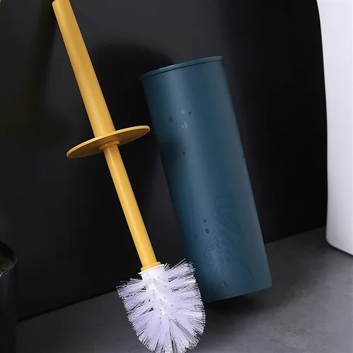 Vista 8 de Escobilla de inodoro y soporte, paquete de 2 cepillos de limpieza profunda, ergonómico, resistente, accesorios de baño de plástico, 1 paquete