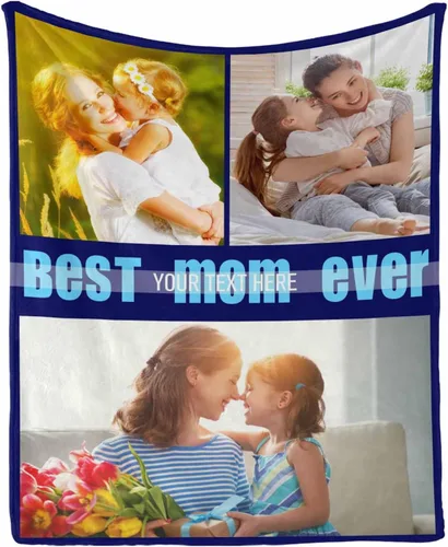 Vista 13 de InterestPrint Manta con foto, regalos personalizados para mamá, manta de collage de fotos personalizada para mamá de hija e hijo para cumpleaños