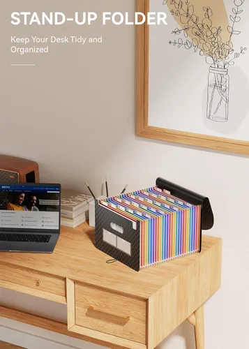 Vista 9 de ABC life Organizador de archivos de acordeón de 26 bolsillos y organizador mensual de recibos de facturas de 12 bolsillos, carpetas de archivos