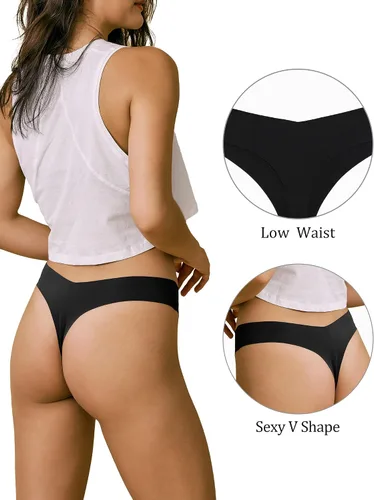 Vista 2 de SHARICCA Ropa interior invisible sin costuras para mujer, tanga, suave, paquete múltiple