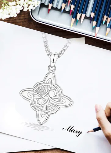 Vista 9 de CELESTIA Nudo de Bruja Plata 925 Original Amuletos de Proteccion Witches Knot Necklace - 20 Inch Box Chain
