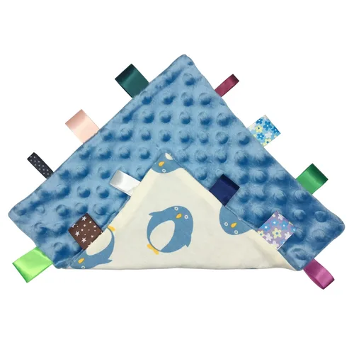 Vista 2 de Lovey - Manta de seguridad para bebé con etiquetas, manta de felpa suave, toalla cómoda y cómoda manta de lunares Minky juguete calmante diseño
