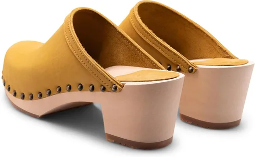 Vista 6 de Sandgrens Zuecos de madera sueca hechos a mano para mujer, mule de tacón alto Roma