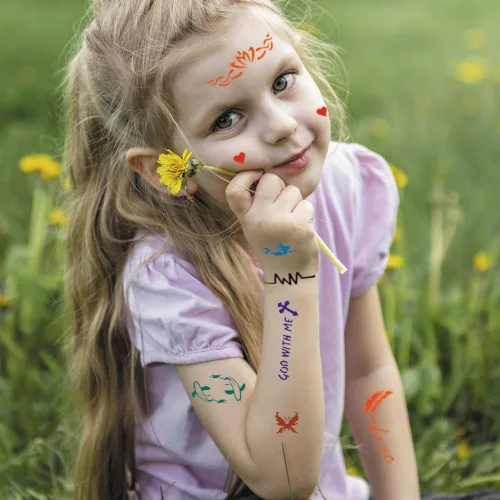 Vista 3 de 20 hojas de plantillas de tatuaje, 856 piezas de plantillas de kit de tatuaje de aerógrafo de henna para niñas y niños, tatuajes temporales