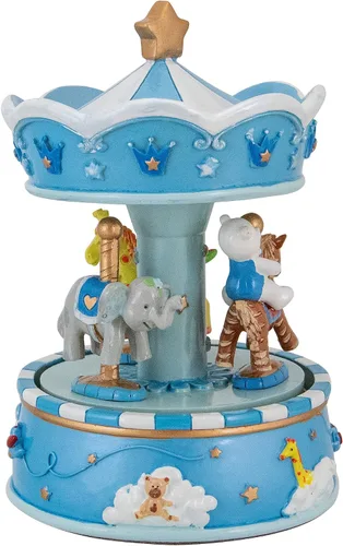 Vista 4 de Northlight Carrusel musical giratorio azul de 6.5" para niños