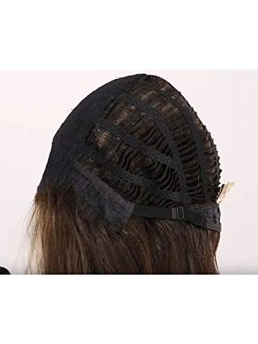 Vista 5 de Angelica - Gorra grande color chocolate Swirl, larga y recta, capa sintética de trama abierta para mujer, paquete de volumen fresco con peine