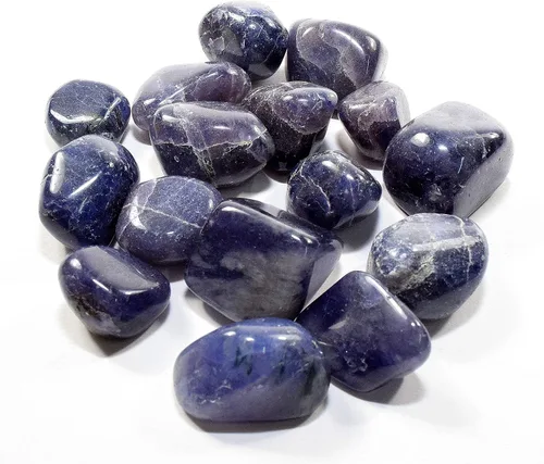 Vista 6 de Piedras de iolita azul púrpura pulidas naturales "zafiro de agua", cordierita dicroita, piedras preciosas de cristal mineral espumoso, especímenes