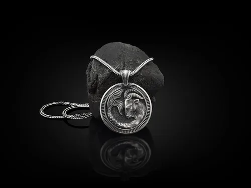 Vista 3 de BySilverStone Jewelry - Collar de plata de ley hecha a mano de Capricornio para hombre, signo del zodiaco de Capricornio, joyería de plata