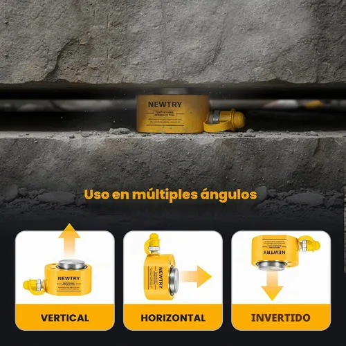 Vista 6 de NEWTRY Gato hidráulico de 10T, portátil de perfil bajo, 0.43' de extensión, para construcción naval, puentes, construcción