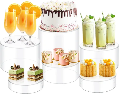 Vista 10 de 6 Piezas Elevadores de Buffet, Elevadores de Alimentos para Mesa de Buffet, Elevadores de Exhibición de Cubos Acrílicos con Fondo Hueco, Soporte