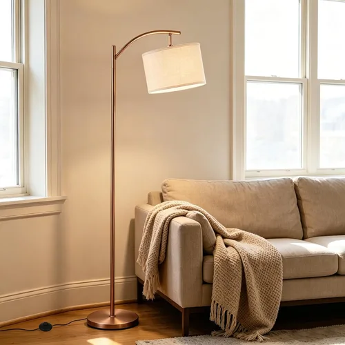 Vista 9 de Lámpara de pie para sala de estar, lámpara de pie, lámpara de pie con pantalla de lino para decoración del hogar, oficina, dormitorio