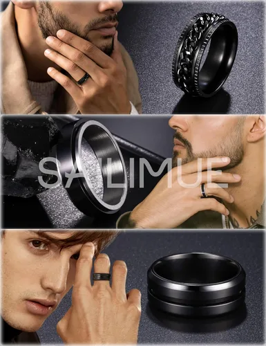 Vista 5 de sailimue Anillos giratorios de acero inoxidable para hombres