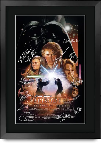 Vista 21 de HWC Trading Star Wars Episodio 1 La Amenaza Fantasma Regalos Presentación Impresa Autografiada Montaje para Fans de Recuerdos de Películas - 16" x
