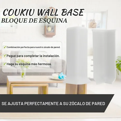 Vista 7 de COUKIU - Bloques de esquina autoadhesivos para zócalo de 4 pulgadas, color blanco, juego de 6 piezas 3 inside and 3 outside corners for connecting