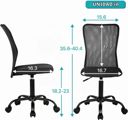 Vista 3 de Sillas de Oficina en Casa Sillas de Escritorio Pequeñas Ergonómicas Sin Brazos para Computadora Sillas Cómodas con Ruedas Silla de Tarea Silla