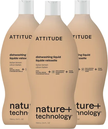 Vista 27 de ATTITUDE Jabón para Platos, Verificado por EWG, Líquido para Lavar Platos a Base de Plantas y Vegano, De Origen Natural, Aroma a Ralladura