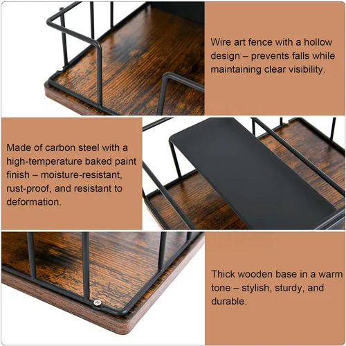 Vista 4 de Servilletero para mesa, dispensador de servilletas de metal con almacenamiento de salero y pimienta, soporte para utensilios 3 en 1, estante