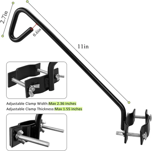 Vista 3 de MIXXIDEA Kit de montaje para colgar en riel de cubierta de valla de 11 pulgadas de largo, gancho decorativo resistente para comederos de pájaros