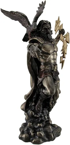 Vista 2 de Veronese Design Zeus Dios griego del trueno w/Aetos Dios empuñando la estatua del rayo